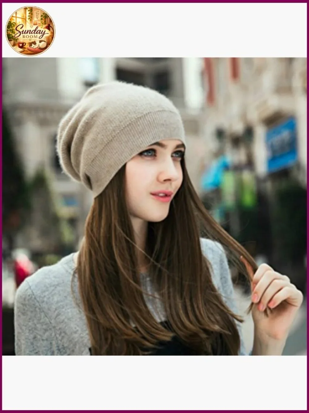 100% Cashmere Beanie in Gift Box, Oversized Slouchy Hat One Size